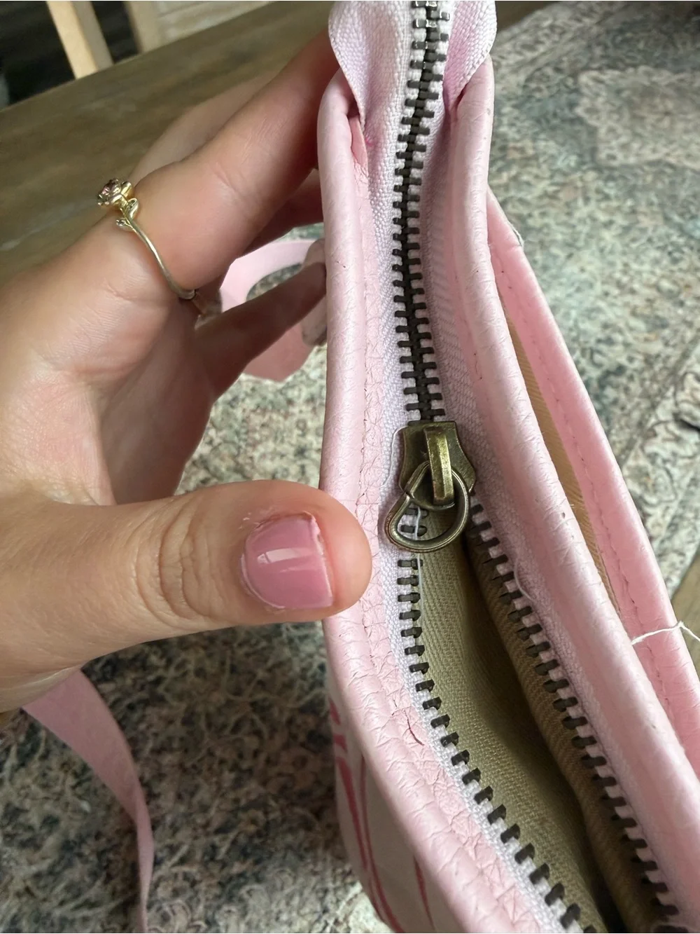 Coach Pink Signature Crossbody with Red Accent